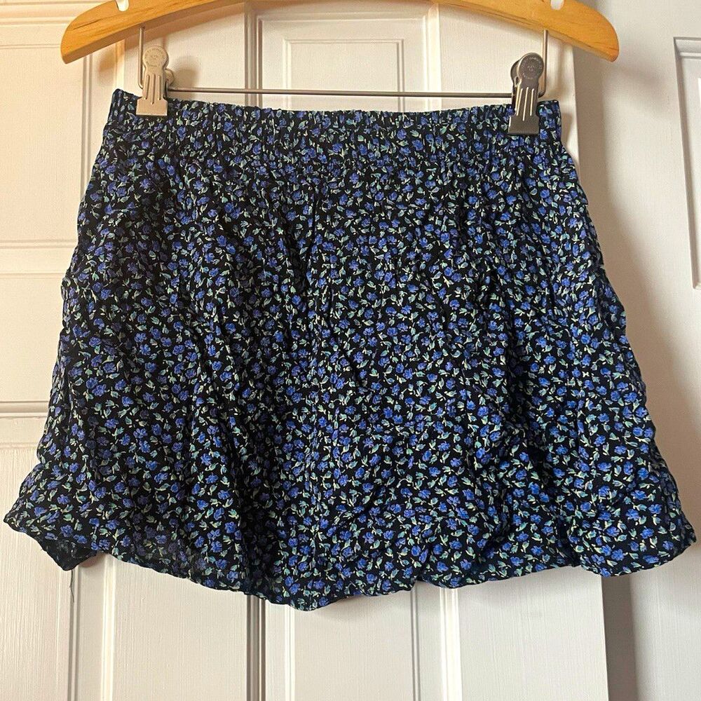 Brandy Melville Izzy Floral Mini Skirt Black Blue Purple Ditsy One Size XS/S